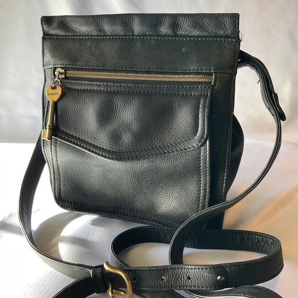 Fossil Vintage Black Leather Crossbody Bag - Picture 1 of 16